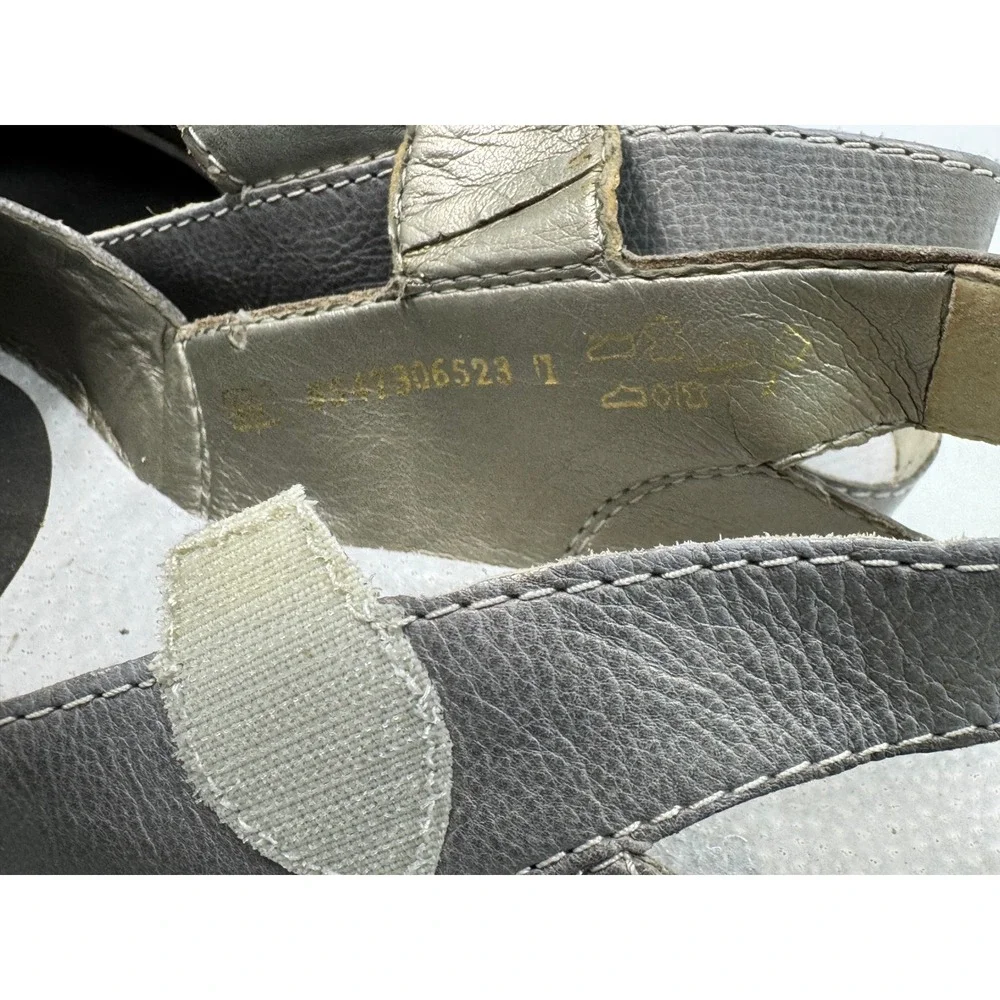 Rieker Antistress Mary Jane Pumps Womens 40 Silver Pewter Leather Slingback Heel